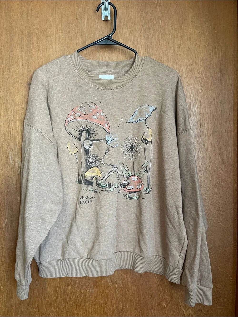 American Eagle Outfitters Beige Graphic Mushroom Sweatshirt - Picture 1 of 4